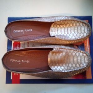 Gold embossed slip-ons